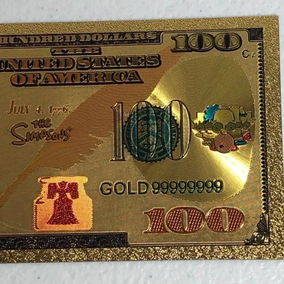Marge Simpson Gold Bank Note Novelty Souvenir Collectible Simpsons Cartoon - Picture 4 of 8